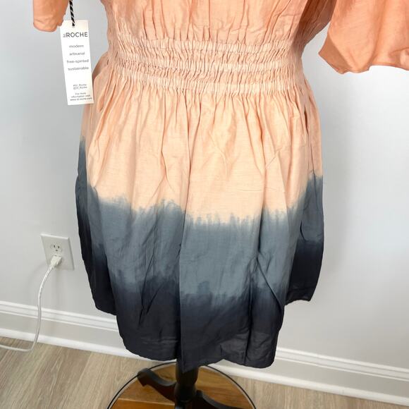 St. Roche Monarch Silk Dip Dye Mini Dress In Praline Wild Rose Black Size 10 New - Picture 10 of 15